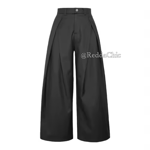 REDDACHiC Men's Pleated Front Wide Leg Pants Cleanfit Black Solid Low Waist Dressy Trousers Unisex Office Work Casual Clothes - Image 7
