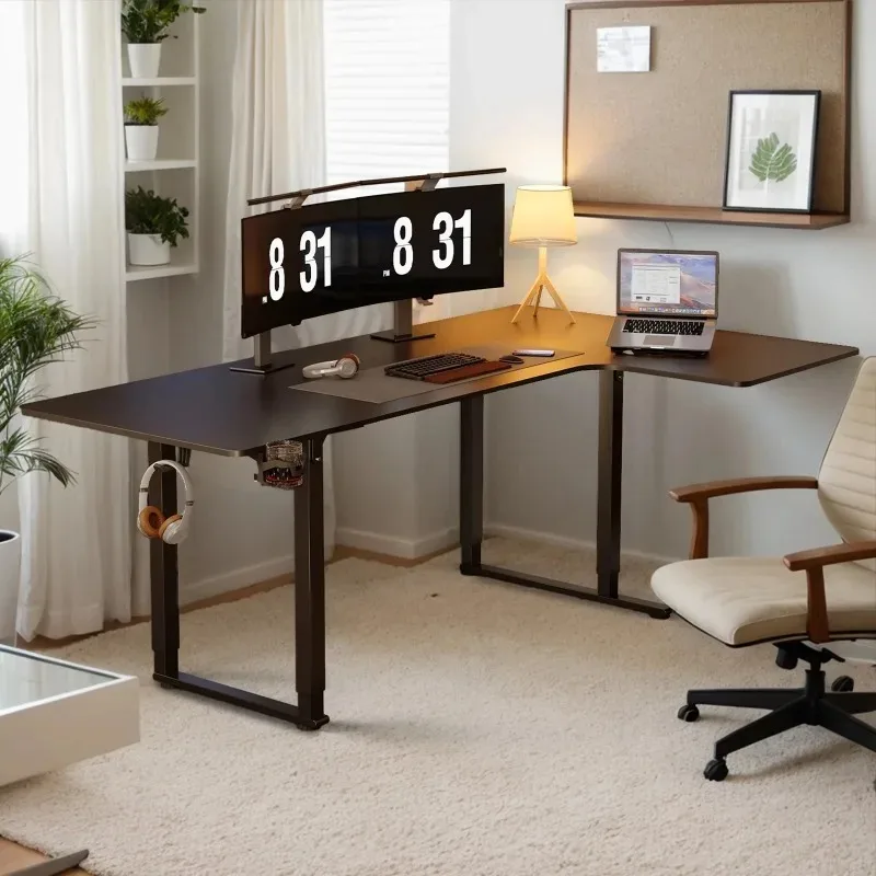 Standing Desk,63/71x43 Inches L Shaped Desk with 4 Legs,Dual Motor & Memory Controller,Electric Stand Up Desk Adjustable Height