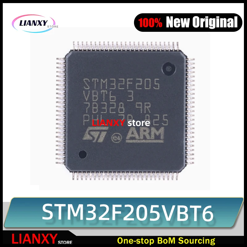 5PCS STM32F205VBT6 ARM® Cortex®-M3 STM32F2 Microcontroller IC 32-Bit Single-Core 120MHz 128KB (128K x 8) FLASH 100-LQFP (14x14)