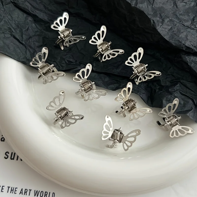 10pcs black silver Vintage Hollow Hair ClipsAlloy Bangs Clips, Daily Versatile, Non-slip Design - Detail 1