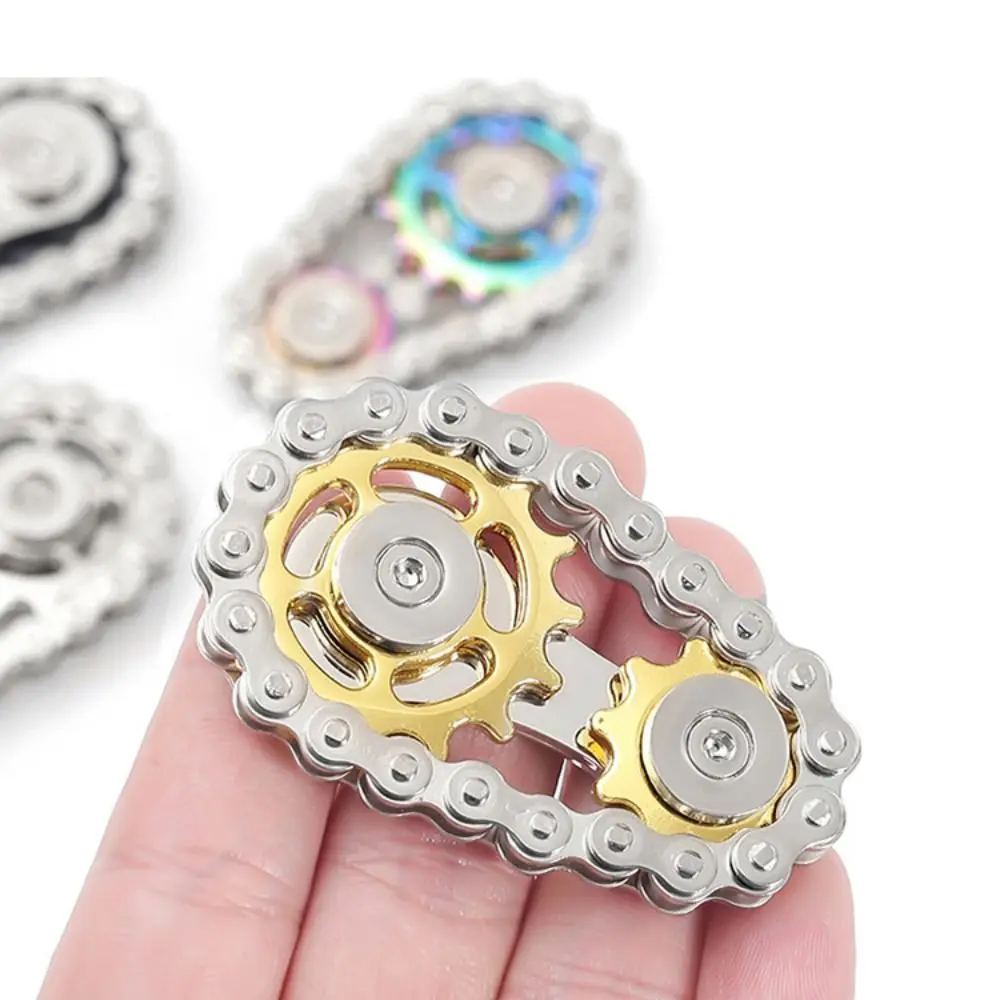 Aliviar la presión en la cadena Fidget Spinner juguetes de Metal con cadena de engranaje dientes volante y piñón cadena Fidget juguetes regalos para niños