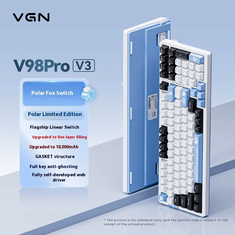 Vgn V98prov3 Polar Fox ثلاثة أوضاع مبادلة ساخنة لاسلكية قابلة للتخصيص لوحة مفاتيح ميكانيكية للألعاب معدات مكتبية للكمبيوتر الطرفية