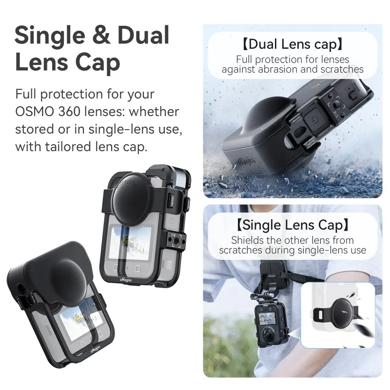 aMagisn Metal Cage for DJI OSMO Pocket 3 Only 43g Weight Quick Release Mount Dual Lens Protection Rich Accessories Ports