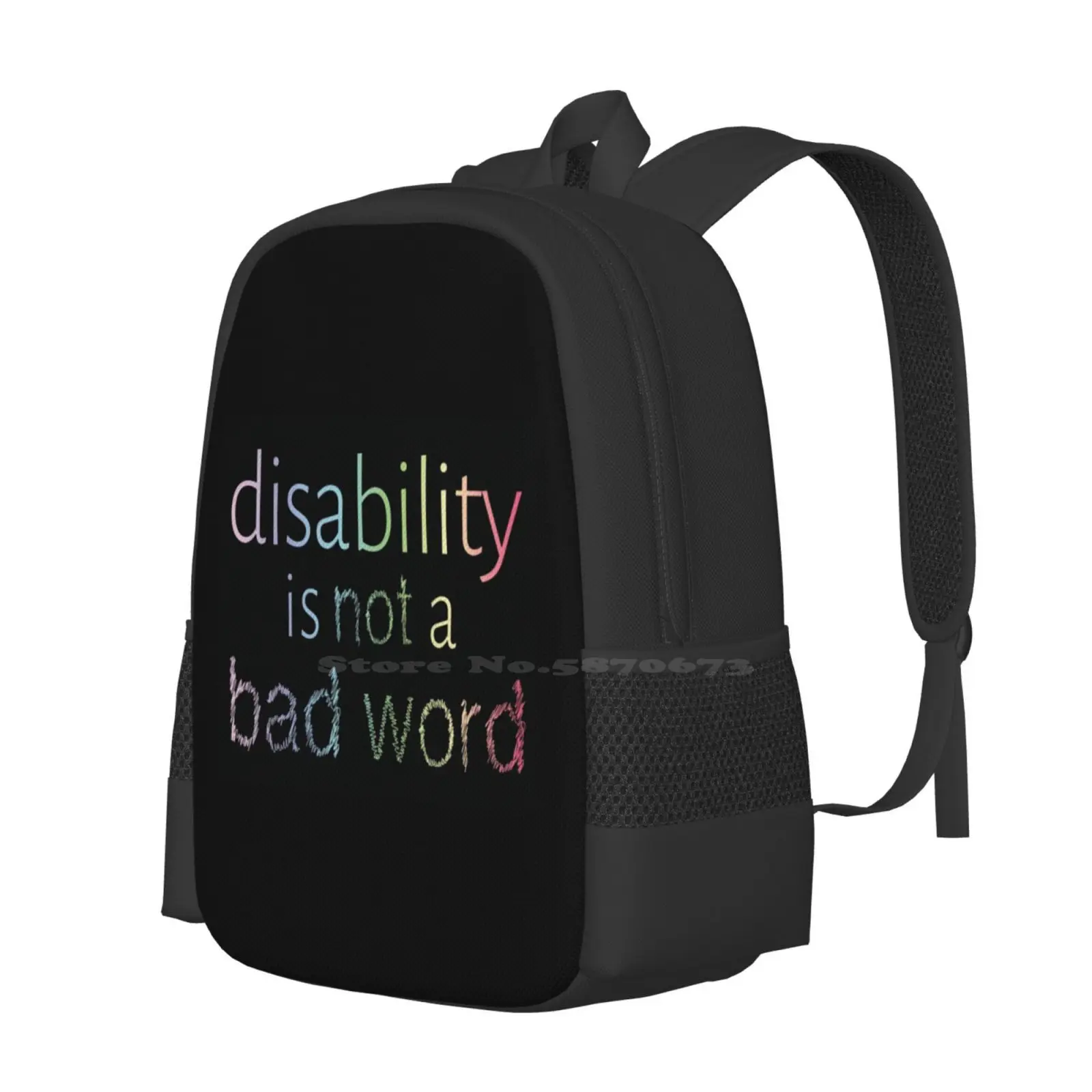 Behinderung ist kein schlechtes Wort-Pastell Regenbogen Neuankömmlinge Unisex Taschen Studenten tasche Rucksack Autismus Neuro divers ität behindert