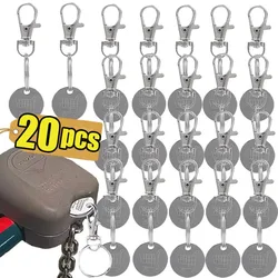 1/20Pcs Shopping Cart Trolley Tokens Key Ring Mini Metal Silver Color Keychains Remover Coin Label Stainless Steel Decoration