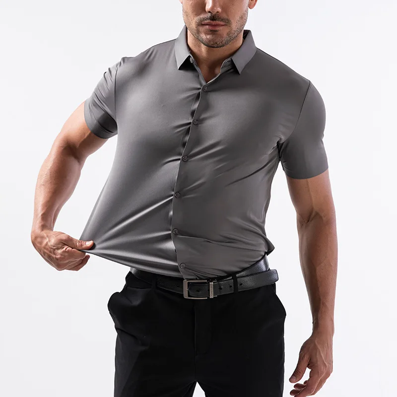 Bamboople Short Sleeve Business Shirt Black US Size 3