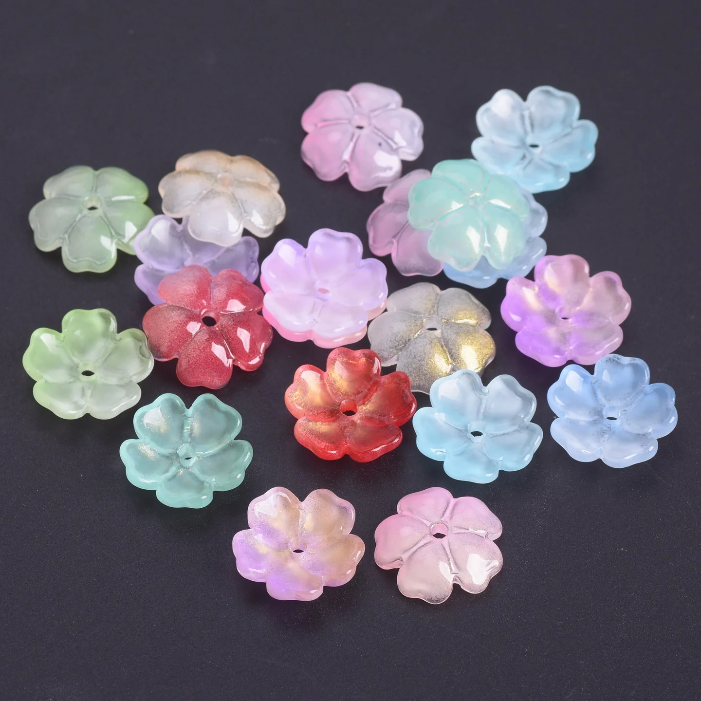 

Flower Shape Handmade Glossy Foil Lampwork Glass Loose Beads 20PCS 15mm For Jewelry Making DIY Crafts Findings