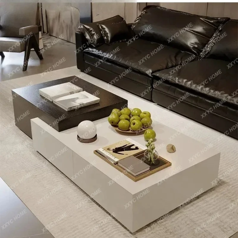 A Stone Plate Coffee Table Small Apartment Marble Living Room Home Minimalist Rectangular Light Luxury