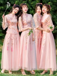 Women's Xiuhe Chinese Sisters Group Skirt Hanfu Bridesmaid Dress Set Customized China Style Traditional Tang Han Costume Dresses
