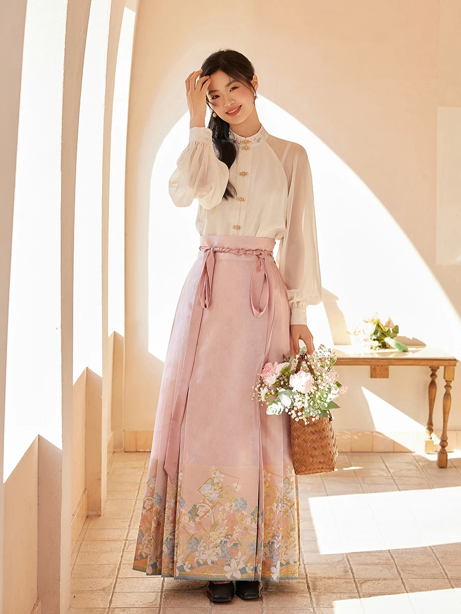 

Women's Ming Dynas Sle irt Collar Hanfu Skirt Vertical Collar Spring New Arrival Polyester Nylon Blend Elastic Fiber