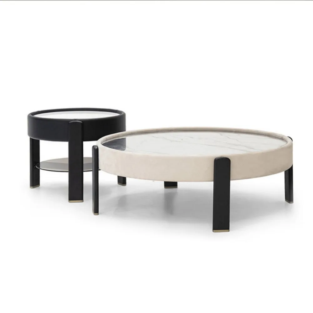 Nordic luxury stainless steel with circular coffee table postmodern minimalist marble coffee table fashion sofa corner