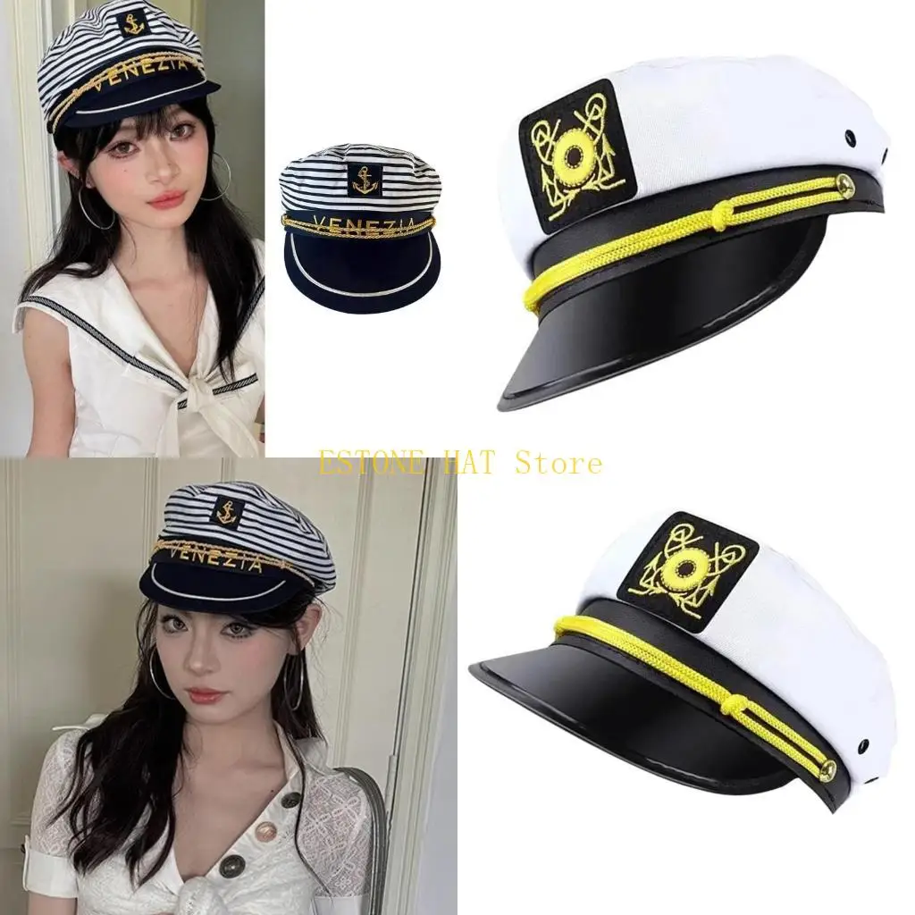 49MF Marine Embroidered Hat Climbing Hiking Hat Fashion Versatiles Hat Yachts Captain