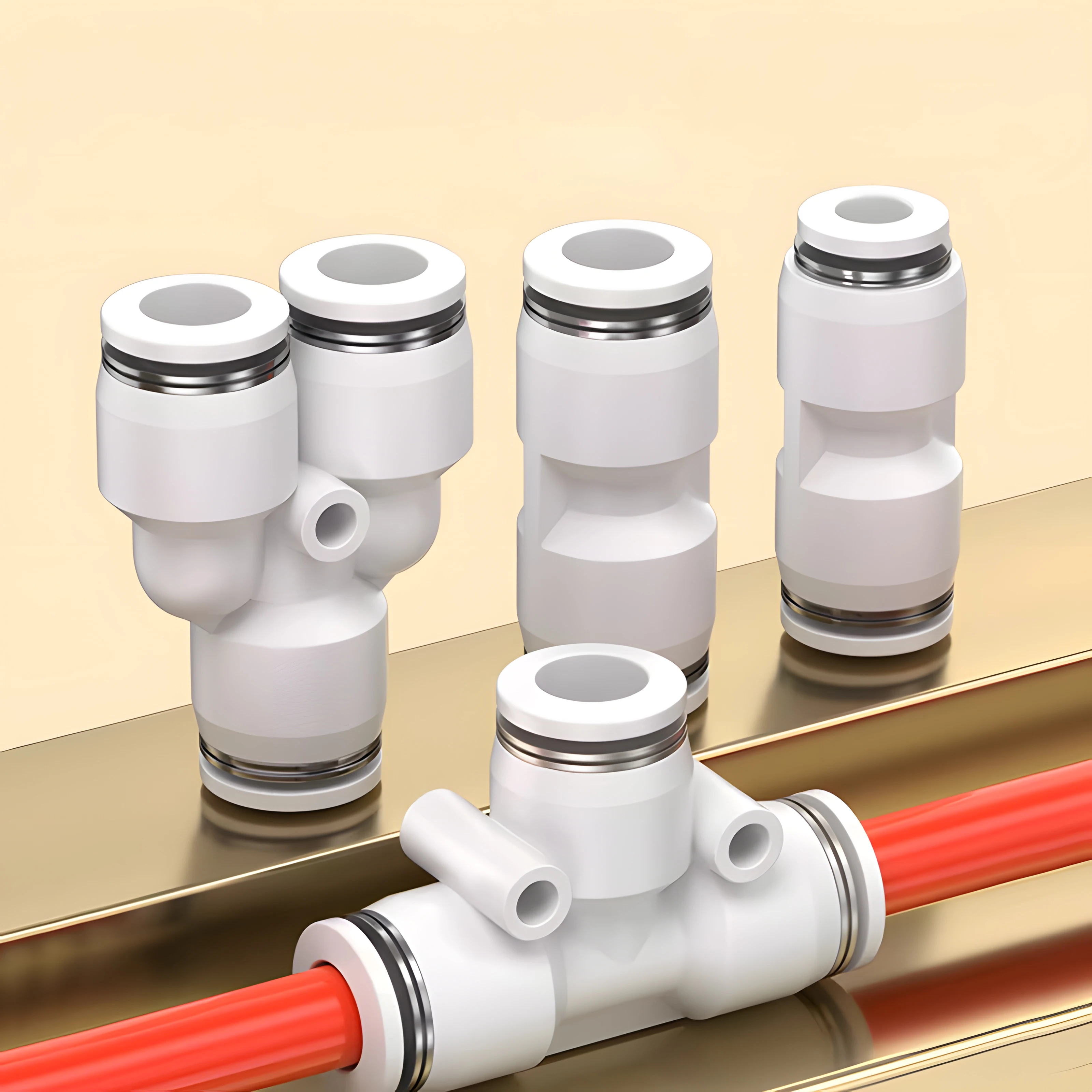 공압 피팅 흰색 호스 피팅 파이프 커넥터 고품질 1/4 1/2 6mm 8mm BSP 나사 퀵 커플링 에어 튜브 커넥터