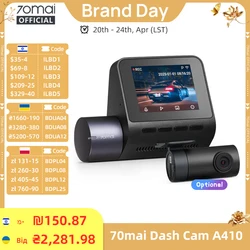 70mai Dash Cam A400 Car DVR 145° FOV 1440P Resolution 70mai A400 Car Recorder Support Rear Cam 24H Parking Monitor