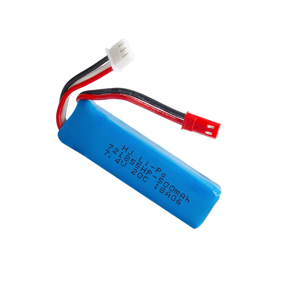 7.4V 500mAh Lipo Battery 2s 20C for WLtoys A202 A212 A222 A232 A242 A252 4WD Remote control high speed toy cars 7.4V 721855HP