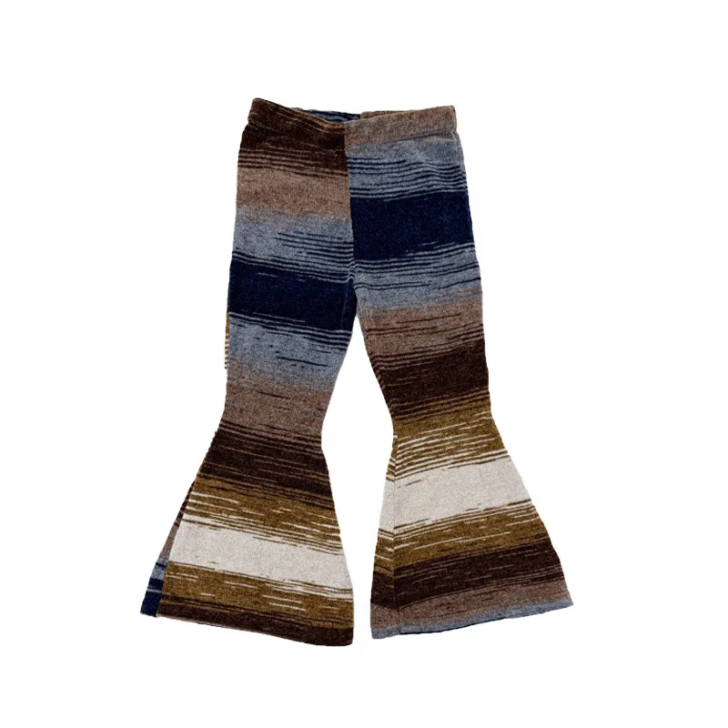

Kids Pant 2025 New Autumn Winter Girls Cute Stripe Print Knit Trousers Outwear Clothing