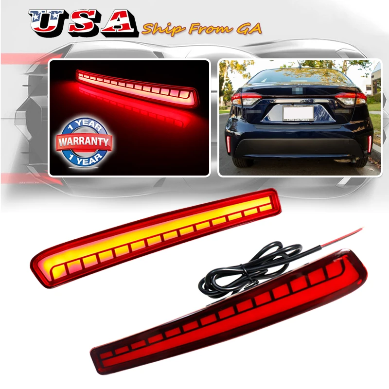 

Задний бампер автомобиля для TToyota Corolla L LE SE Sedan, динамический указатель поворота, светодиодная сигнальная лампа тормоза, отражатель, аксессуары 19-25