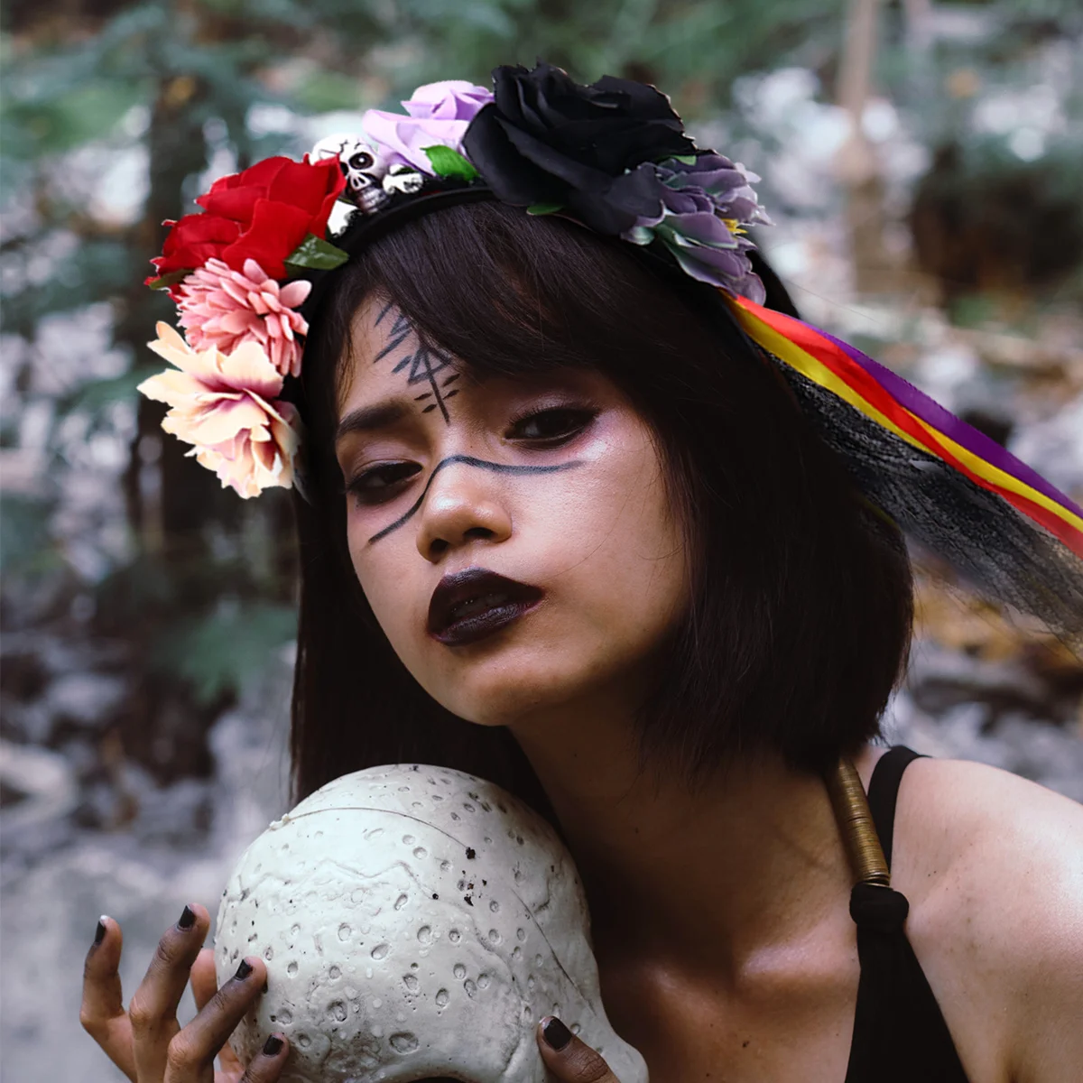 

Flower With Veil Elegant Lace Floral Crown For Women Halloween Christmas Accessory Halloween Rose Headband Flower