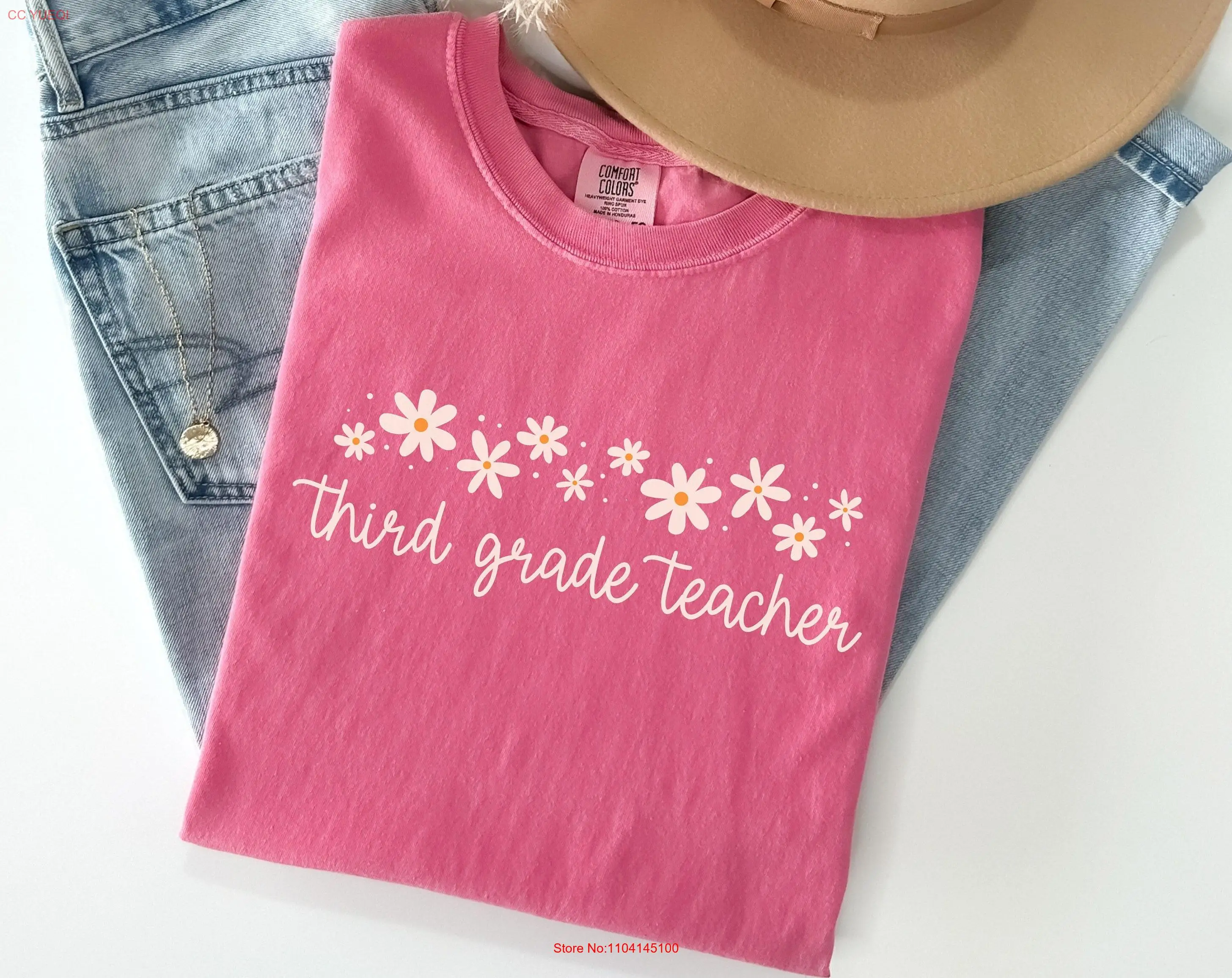 Comfort Colors Third Grade Teacher T Shirt 3rd For Floral long or short sleeves