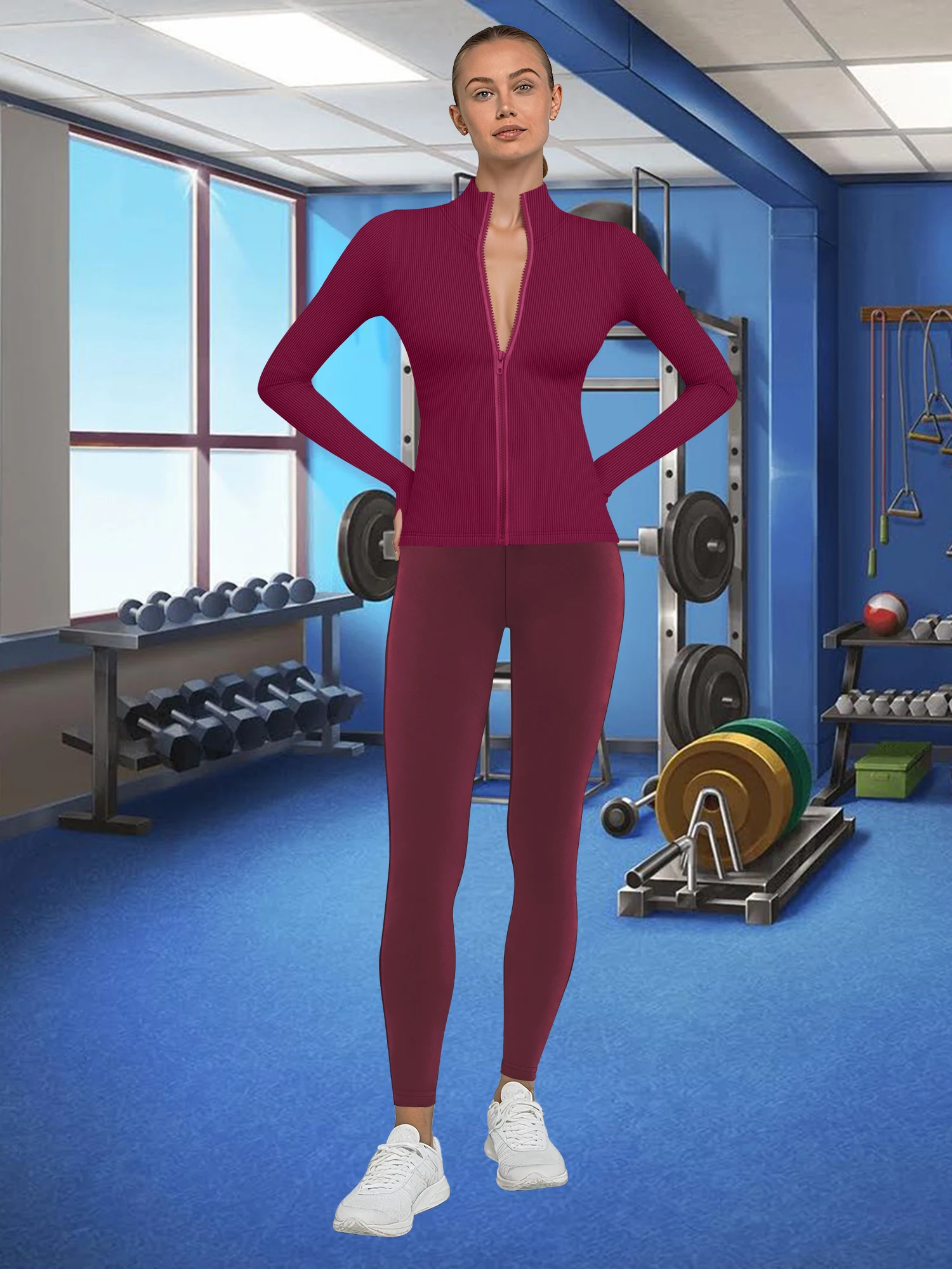 conjunto-esportivo-minimalista-casaco-de-malha-com-ziper-de-manga-longa-e-calcas-de-cintura-alta-roupas-femininas-confortaveis-para-atividades-ao-ar-livre