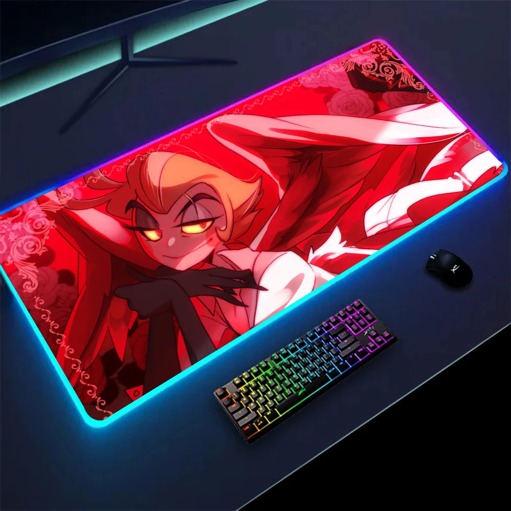 1pc HazbinS H-Hotels AlastorS Mat XXL RGB Gaming Mouse Pads HD Black Gamer Accessories Large LED