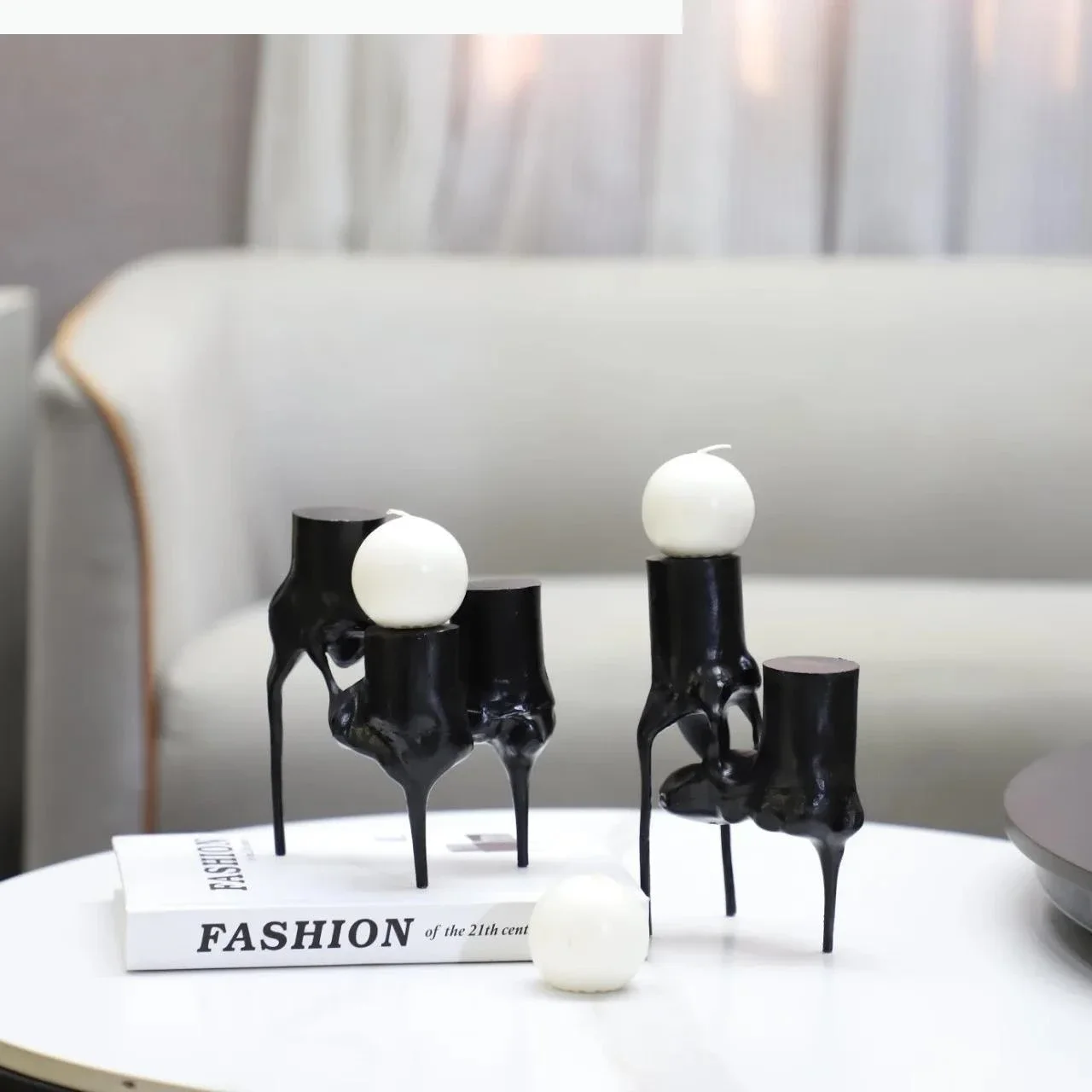 Metal Candlesticks Candelabrum Desktop Storage Container Candle Abstract Irregular Cast Tripod Candle
