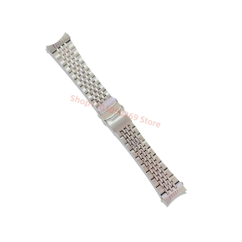 

22mm 316L Stainless Steel Curved End Silver Bead of Rice Watch Band Strap Fit for SKX Watch