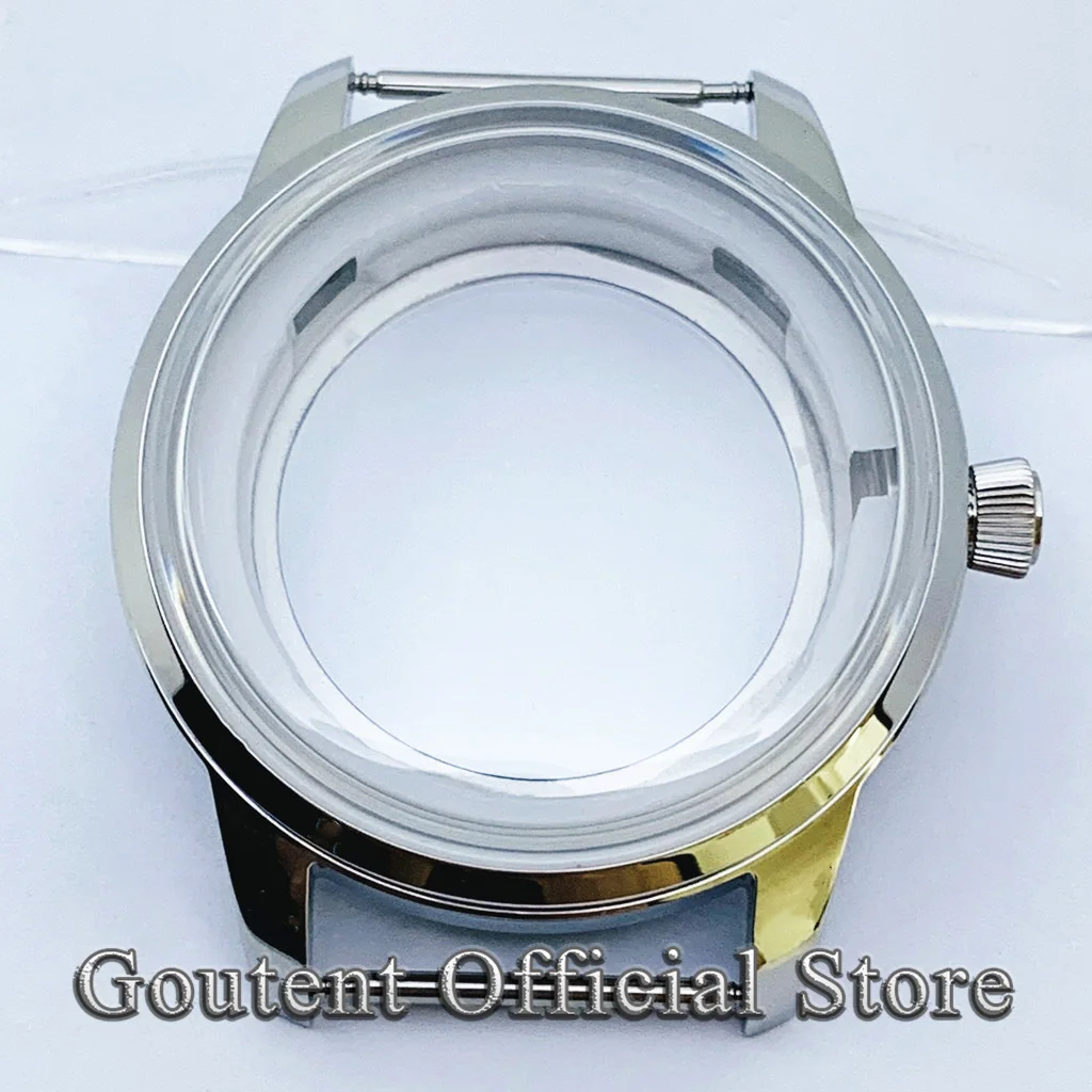 Goutent 40.5mm Silver Watch Case Transparent Back Fit NH35 NH36 Automatic Movement Modification Attachment