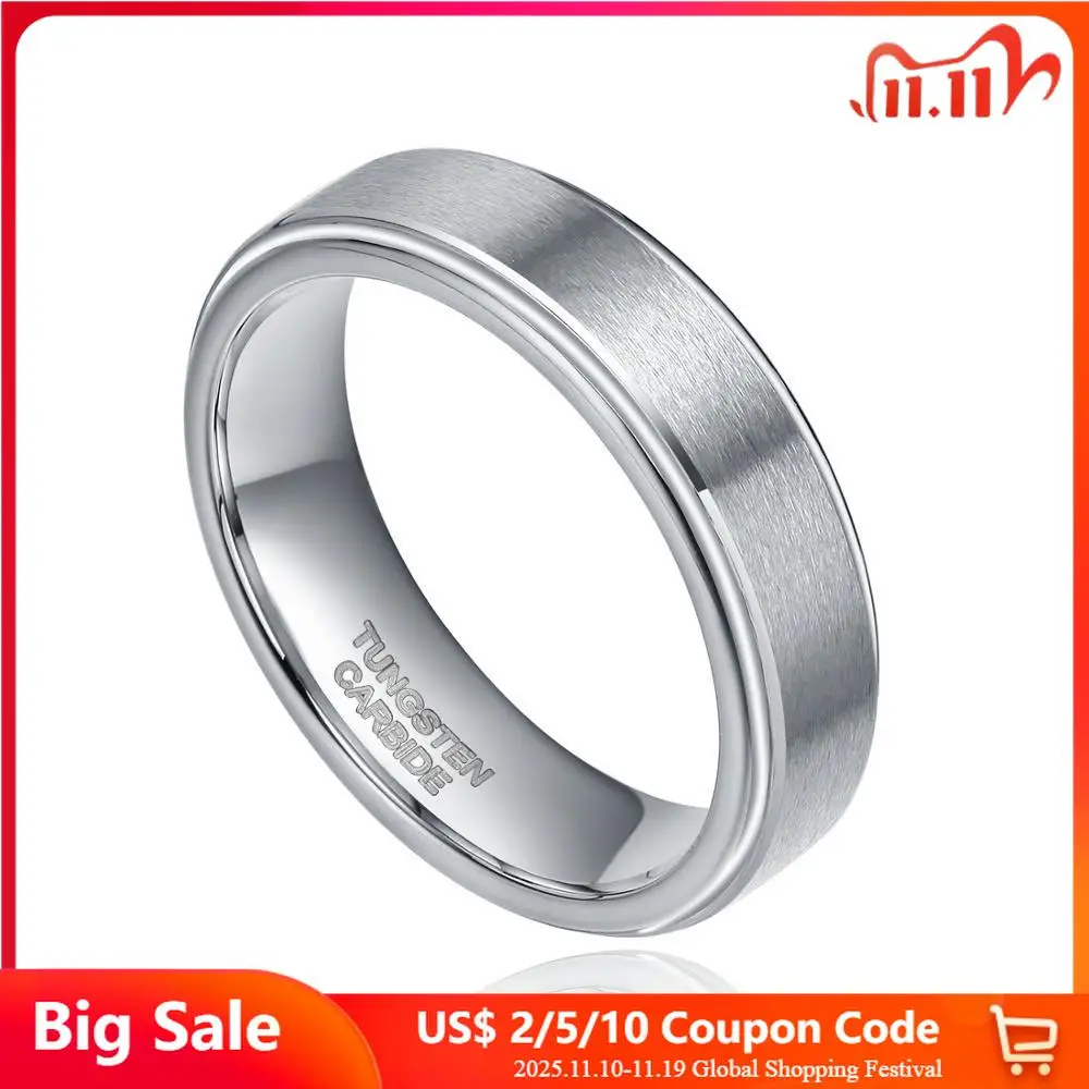 

Somen 6mm 8mm Ring Silver Color Brush Tungsten Carbide Wedding Ring Women Male Fashion Jewelry bulgaria anel masculino Prata