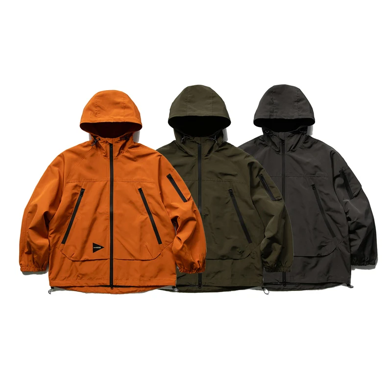 

Spring Autumn Men Fashion Loose Causal Outdoor Climb Sport Waterproof Hooded Cargo Jacket Women Streetwear Oversize Coat