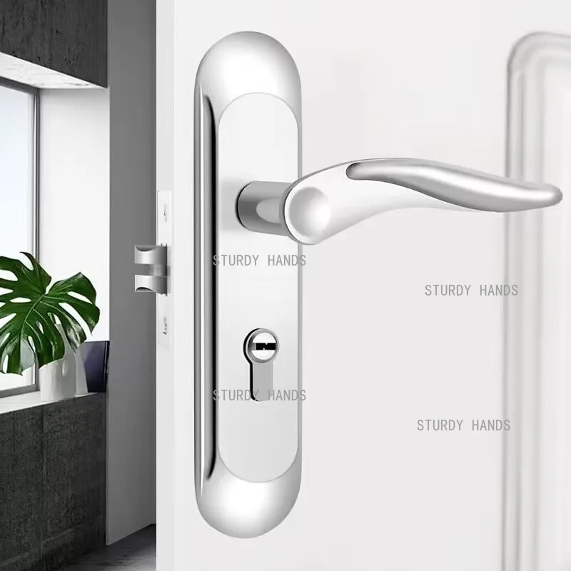 Stainless Steel Door Lock Set Wooden Door Lock for Bedroom 50/60mm Lock Tongue Carry The Key Suitable for New Door Installation