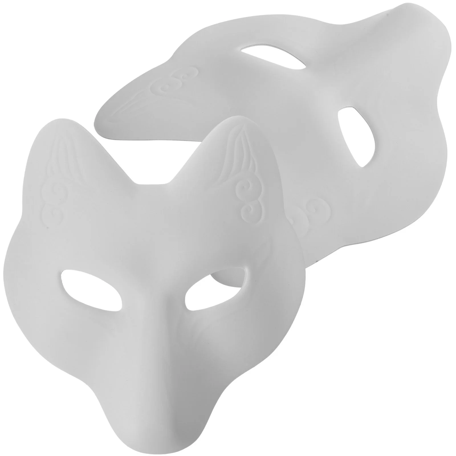 

2 Pcs DIY Fox Mask Halloween Blank Masquerade for Kids Unpainted Animal Toy Men Costumes Adults