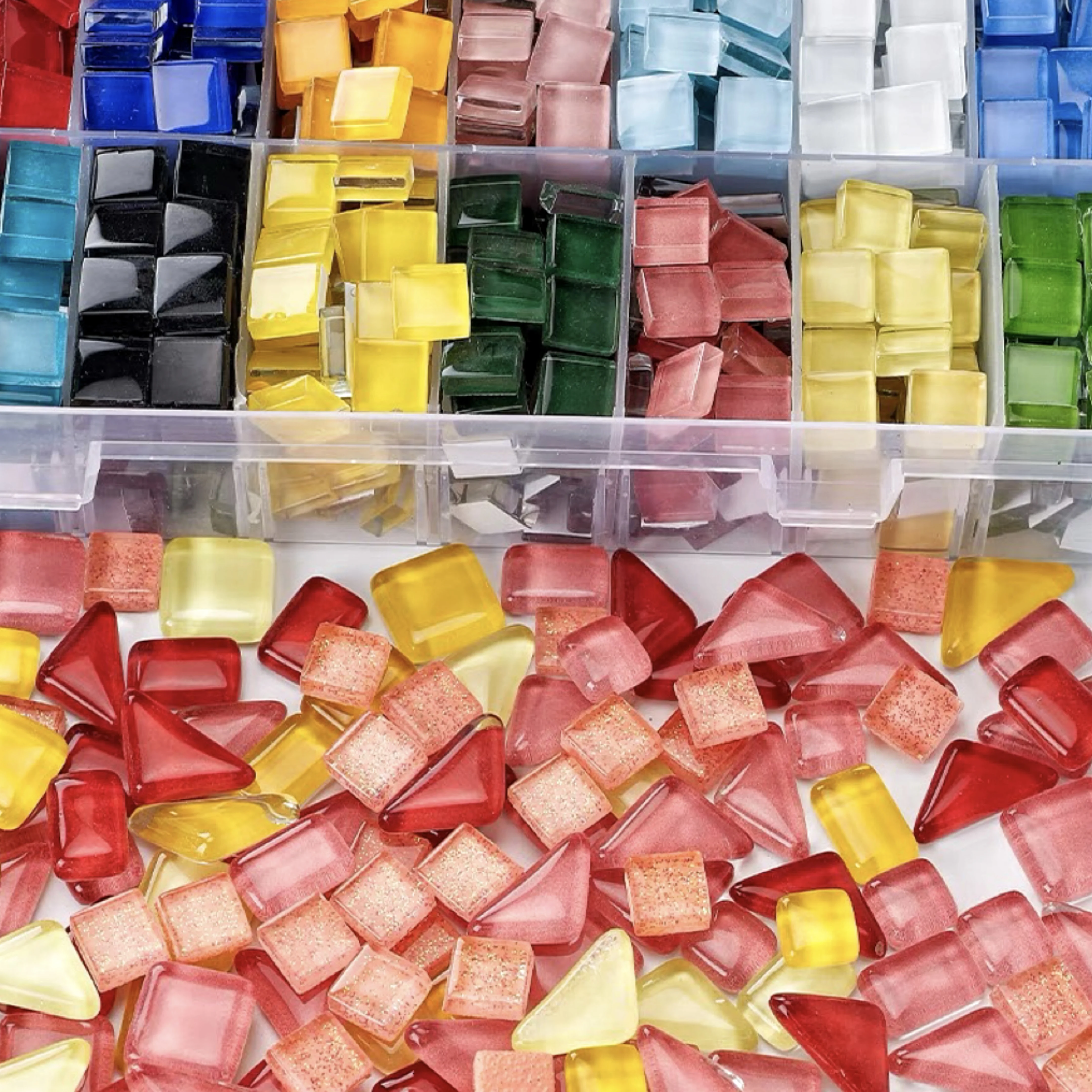 50 Uds. De mosaico cuadrado de cerámica brillante DIY, suministros de mosaico de colores mezclados de cristal para manualidades, jarrón, azulejo, Material de decoración de pared
