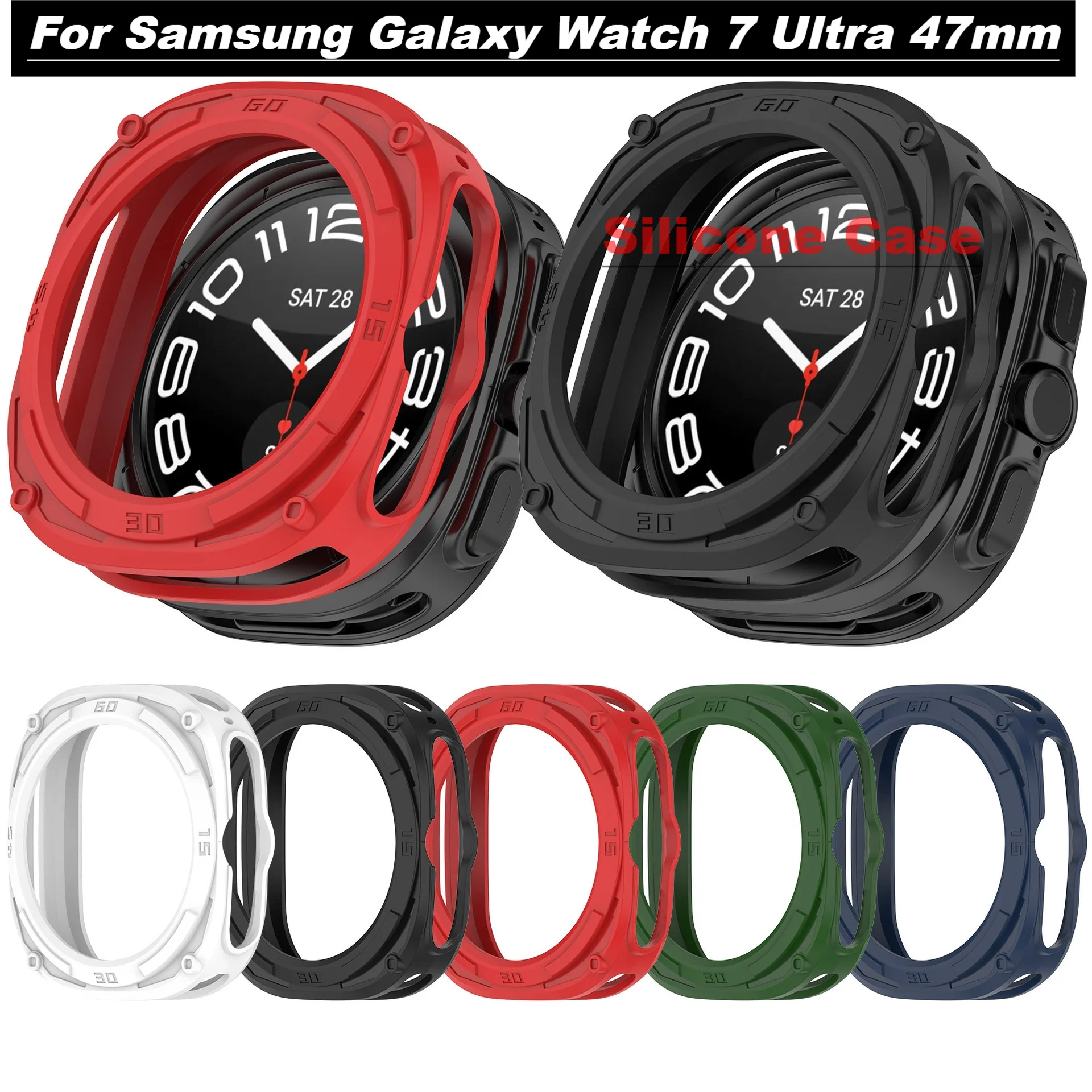 Silicone case For Samsung Galaxy Watch 7 Ultra 47mm Case Screen protector For Galaxy Watch 7 Ultra Accessories Cover