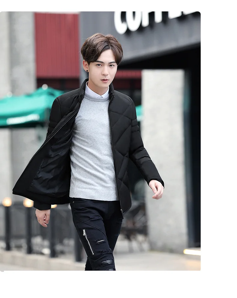 Autumn Winter Jacket Men Thicken Warm Cotton-padded Mens Jackets Slim Fit Stand Collar Youth Winter Jackets and Coats For Me