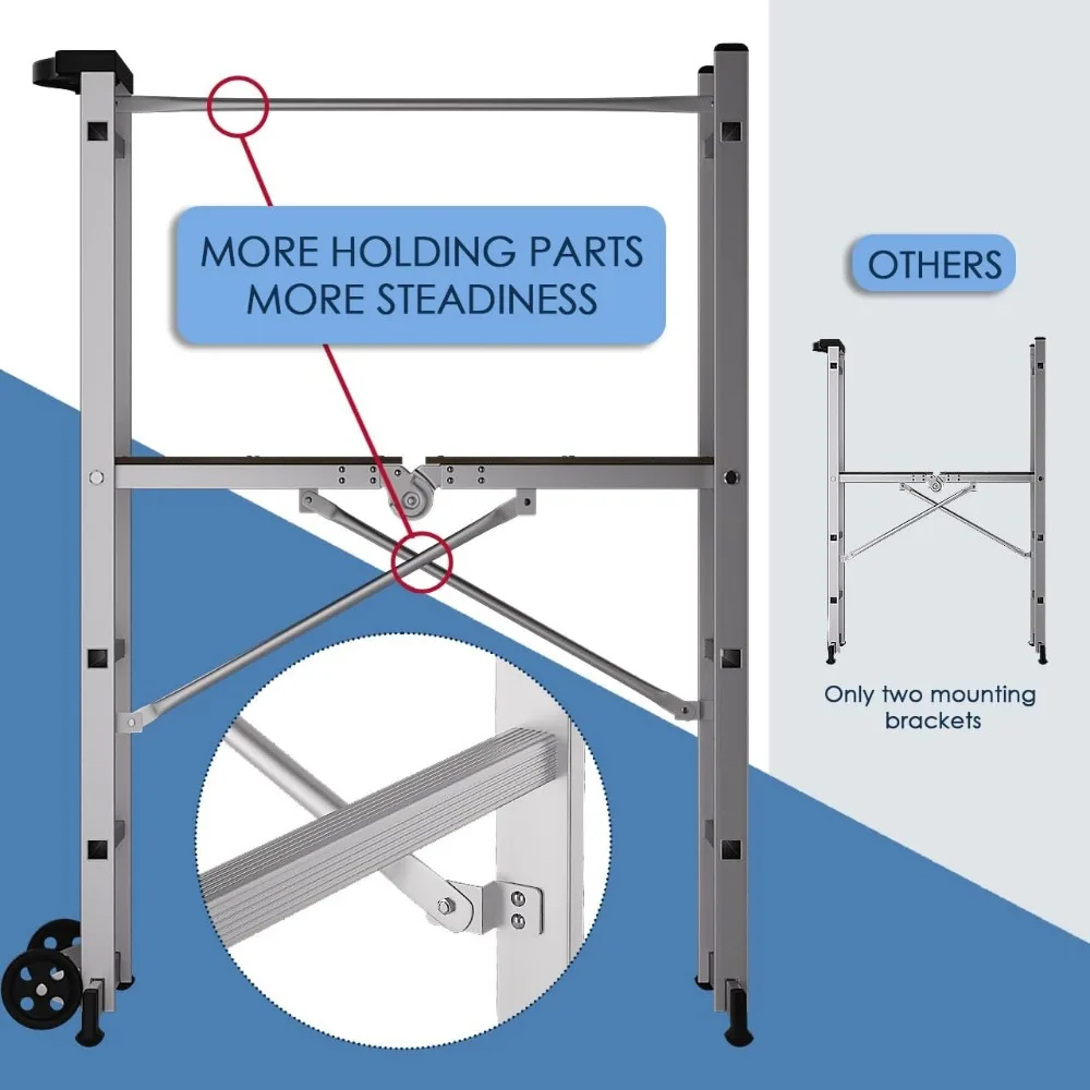 Échafaudage pliable en aluminium, échelle d'échafaudage portable, plate-forme de travail d'échafaudage, tour d'échafaudage, banc de travail de tabouret d'échelle