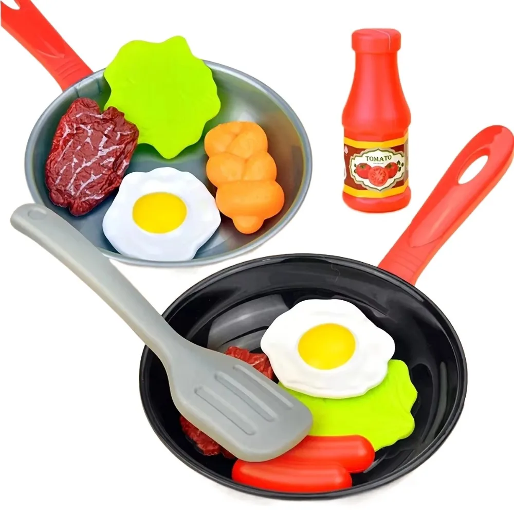 8 stks Montessori Simulatie Keuken Speelgoed Steak Groente Educatief Kookgerei Game Set Fantasiespel Brood Hot Dog