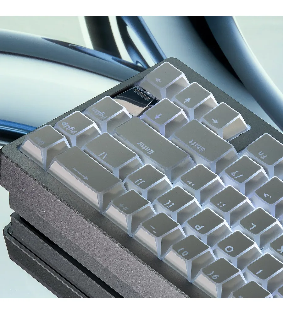 White folding edges and corners positive light transmission mechanical keyboard keycaps custom magnetic axis PBT two-color