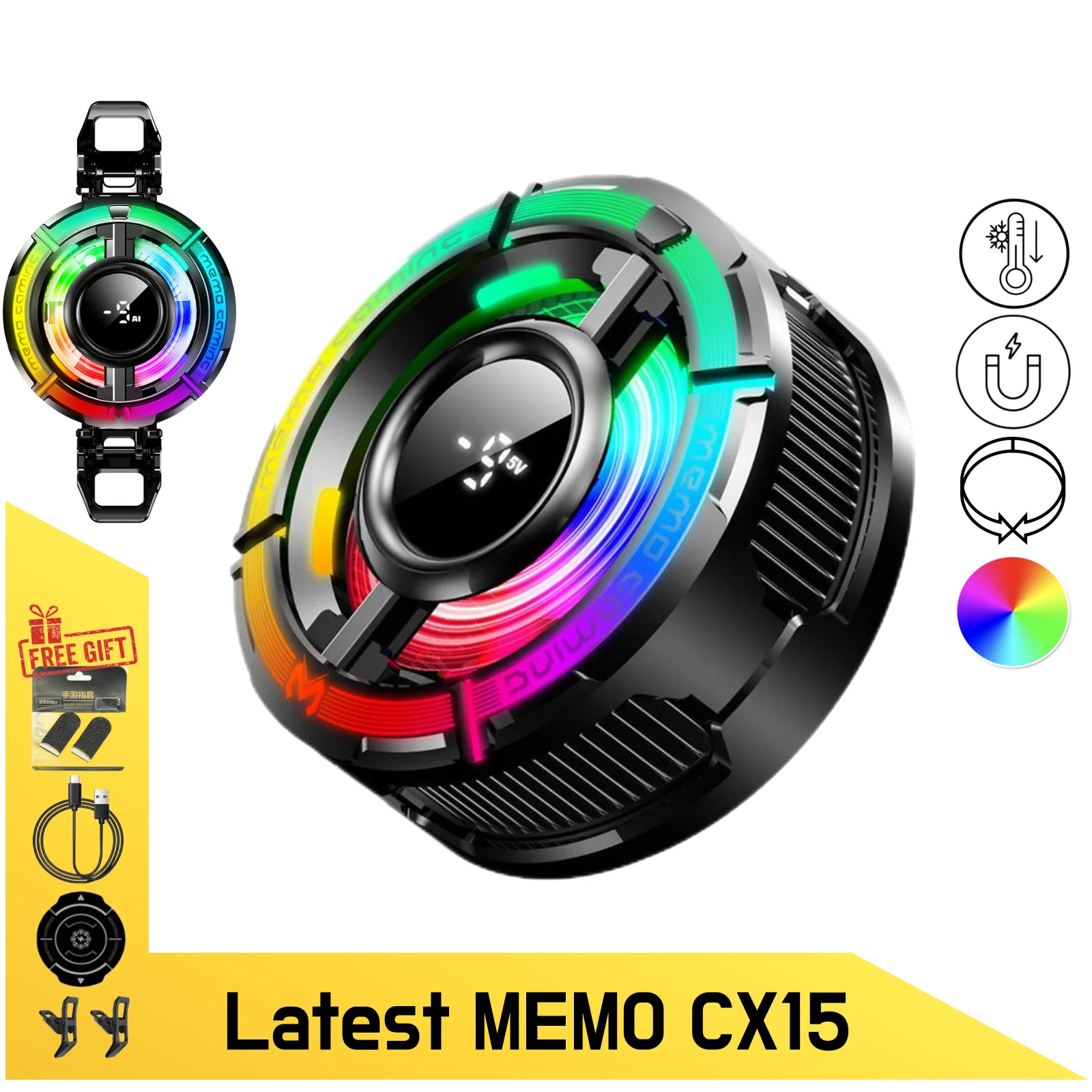 Dernier modèle de refroidisseur MEMO Cooler CX15, refroidisseur de téléphone portable pour le jeu PUBG, ventilateur de refroidissement semi-conducteur universel