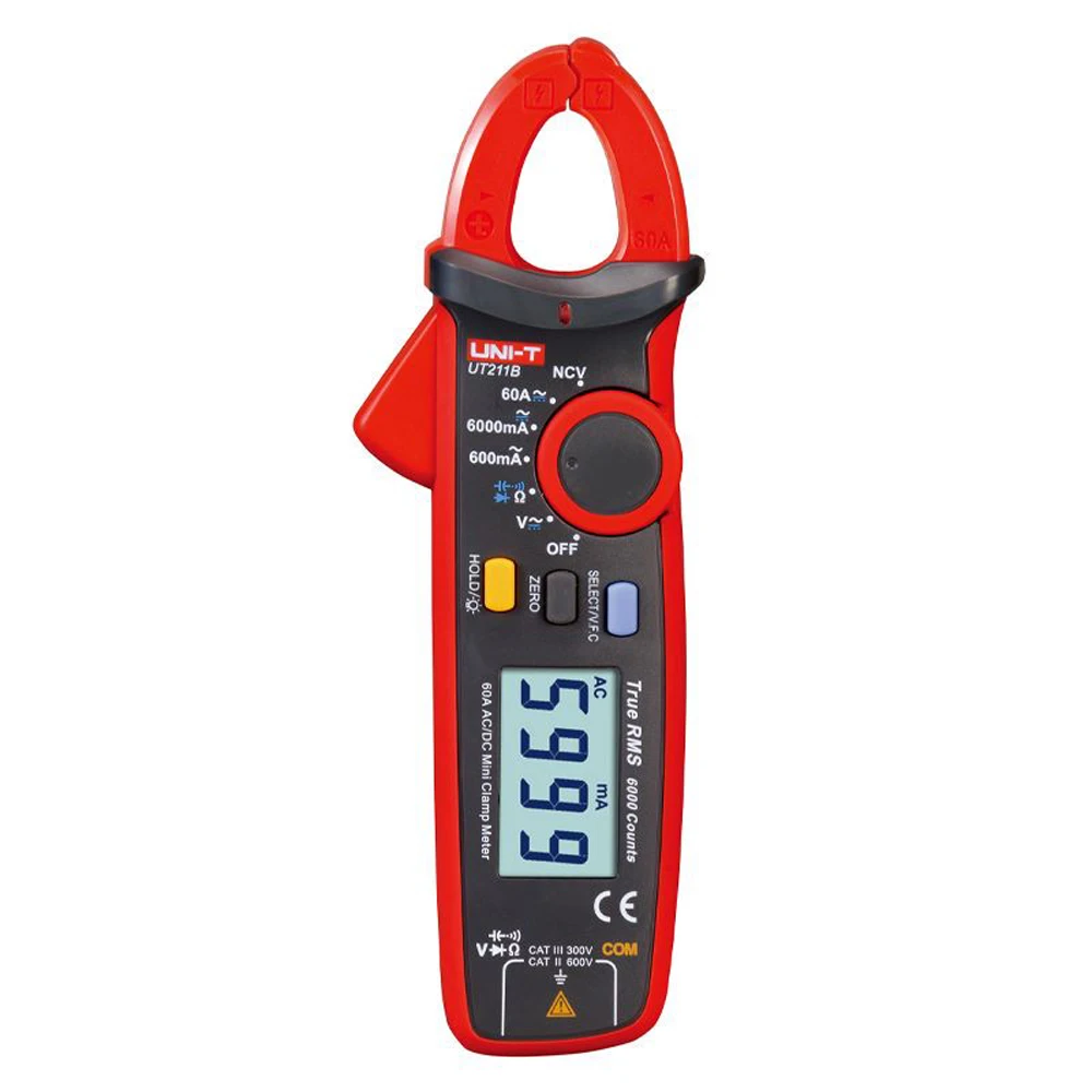 UNI-T UT211B Digital Clamp Multimeter AC DC 60A Current NCV Test Best Accuracy 20mA Zero Mode Cap Diode Ohm