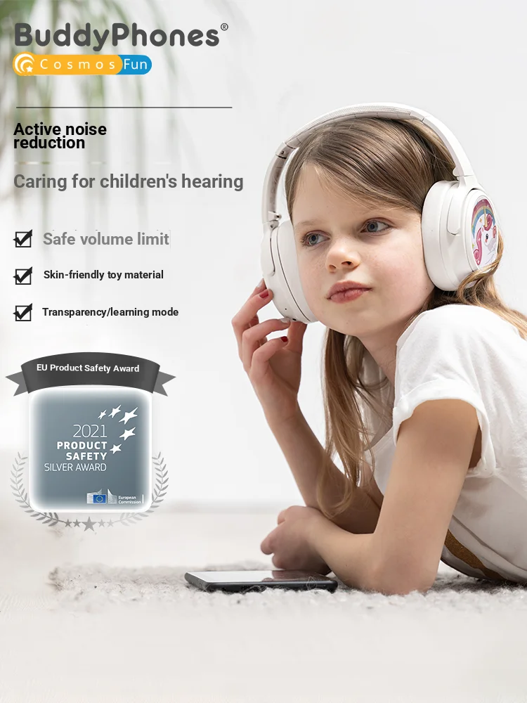 

Детские Bluetooth-наушники Onanoff CosmosFun с безопасным регулятором громкости, срок службы батареи 42 часа и активным шумоподавлением