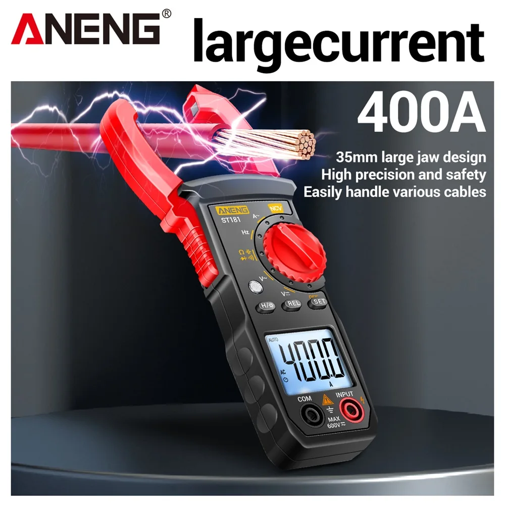 ANENG ST181 Hochpräzises Zangenmessgerät, Multimeter, 4 OOA AC-Strommesser, AC/DC-Spannung, Kapazität, Widerstand, NCV-Induktionswerkzeuge