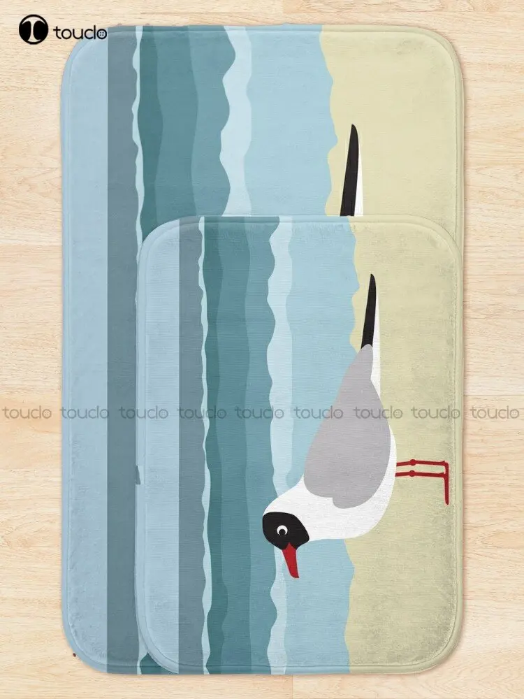 Cute Seagull By The Sea Bath Mat Poster Bathmat Bath Mat For Shower