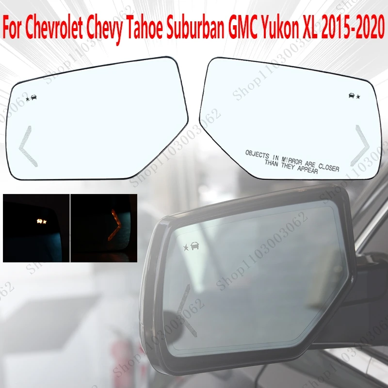 

Rearview Door Side Mirror Lens Glass With BSM Heated For Chevrolet Chevy Tahoe Suburban GMC Yukon XL 2015 2016-2020 22753635