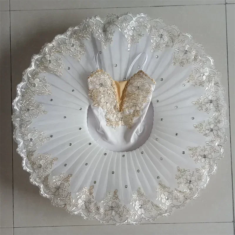 Saia tutu de balé branca, vestido de balé infantil, traje do lago dos cisnes, trajes de dança do ventre, palco profissional