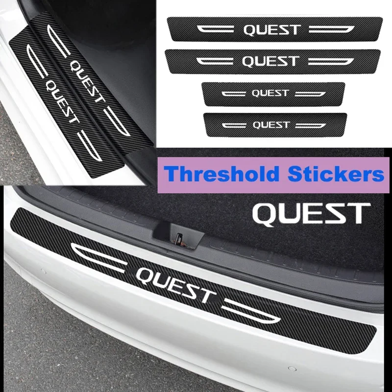 Car Front Rear Door Bumper Protect Decals Decoration for Nissan Quest Badge Door Sill Scuff Plate Film Carbon Fiber Stickers