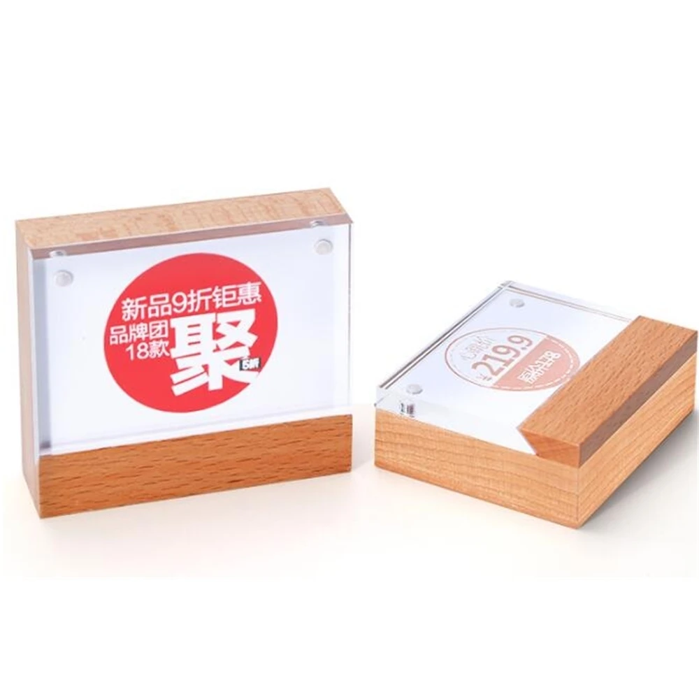 100*70mm Solid Wood Acrylic Advertising Poster Photo Display Frame Menu Card Sign Holder