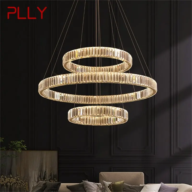 

PLLY Modern Pendant Lamp LED Round Luxury Gold Hanging Decorative Chandelier Fixtures For Hotel Living Room