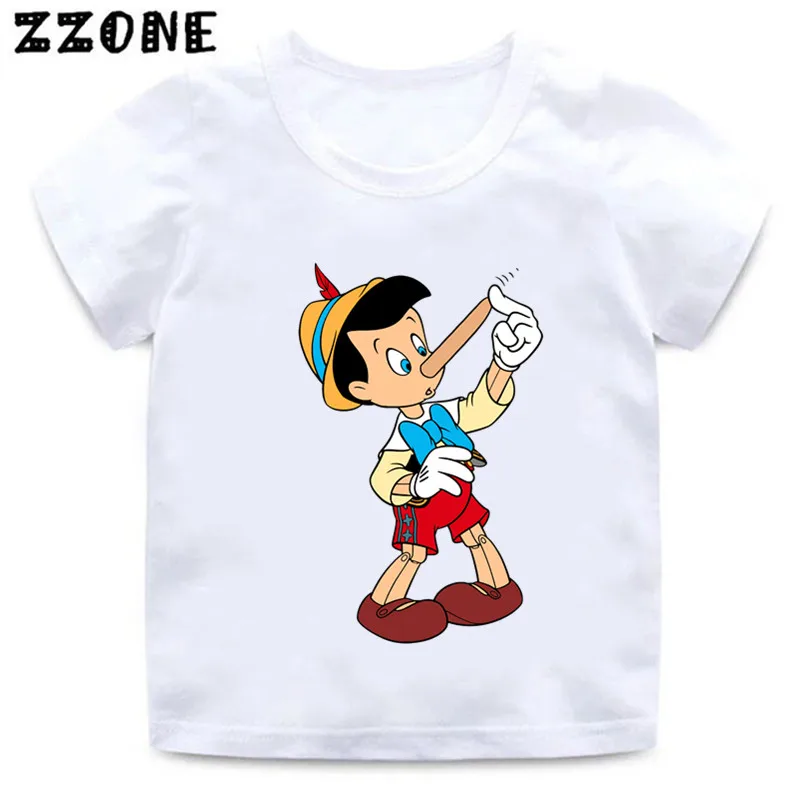 Hot Sale Pinocchio Graphic Cartoon Kids T-Shirts Funny Girls Clothes Baby Boys Short Sleeve T shirt Summer Children Tops,ooo5532