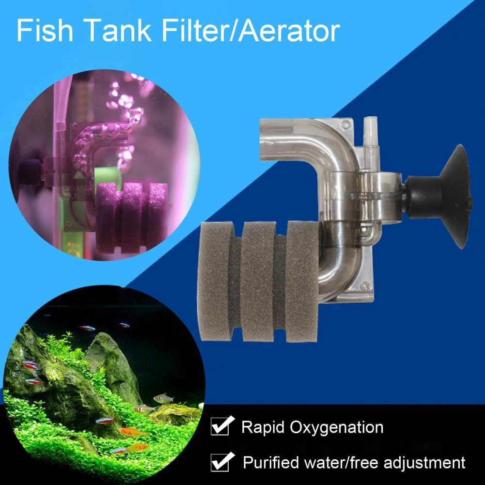 Mini Fish Tank Filter Multi-layer Increase Oxygen Biological Sponge Filter Aquarium Accessories Supplies With Strong Suction Cup